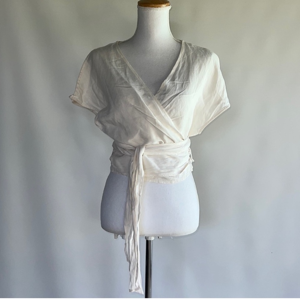 & Other Stories Paris Atelier Linen Blend Wrap Top - sz 8
